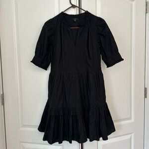 J. Crew Black Tiered Midi Dress